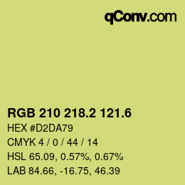 カラーコード: RGB 210 218.2 121.6 | qconv.com