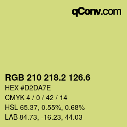 カラーコード: RGB 210 218.2 126.6 | qconv.com
