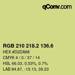 カラーコード: RGB 210 218.2 136.6 | qconv.com