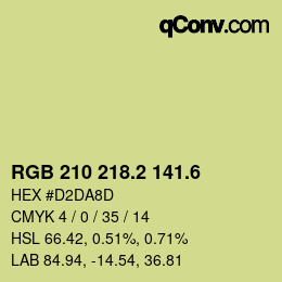 カラーコード: RGB 210 218.2 141.6 | qconv.com