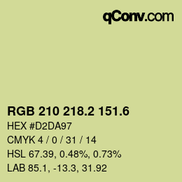 カラーコード: RGB 210 218.2 151.6 | qconv.com