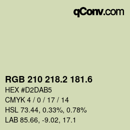カラーコード: RGB 210 218.2 181.6 | qconv.com