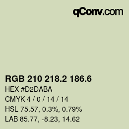カラーコード: RGB 210 218.2 186.6 | qconv.com