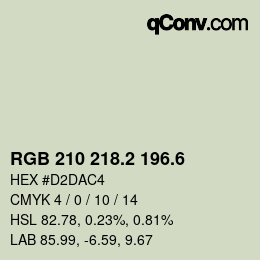 カラーコード: RGB 210 218.2 196.6 | qconv.com