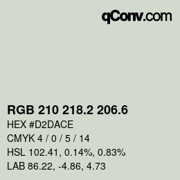 カラーコード: RGB 210 218.2 206.6 | qconv.com