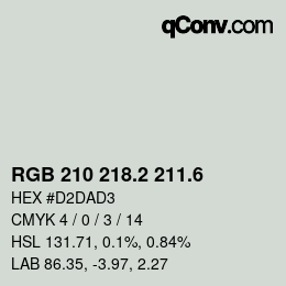 カラーコード: RGB 210 218.2 211.6 | qconv.com