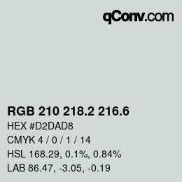 カラーコード: RGB 210 218.2 216.6 | qconv.com