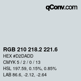 カラーコード: RGB 210 218.2 221.6 | qconv.com