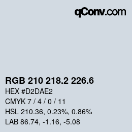 カラーコード: RGB 210 218.2 226.6 | qconv.com