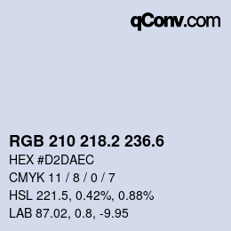 カラーコード: RGB 210 218.2 236.6 | qconv.com