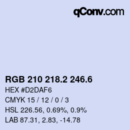 カラーコード: RGB 210 218.2 246.6 | qconv.com