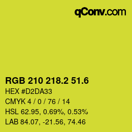カラーコード: RGB 210 218.2 51.6 | qconv.com