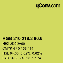カラーコード: RGB 210 218.2 96.6 | qconv.com