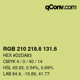 カラーコード: RGB 210 218.6 131.6 | qconv.com