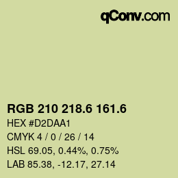 カラーコード: RGB 210 218.6 161.6 | qconv.com