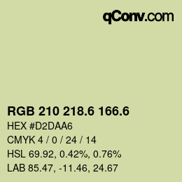 カラーコード: RGB 210 218.6 166.6 | qconv.com