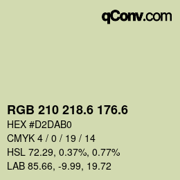 カラーコード: RGB 210 218.6 176.6 | qconv.com