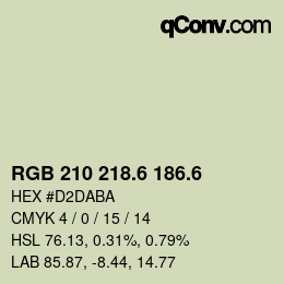 カラーコード: RGB 210 218.6 186.6 | qconv.com