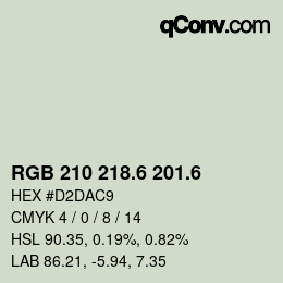 カラーコード: RGB 210 218.6 201.6 | qconv.com