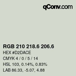 カラーコード: RGB 210 218.6 206.6 | qconv.com