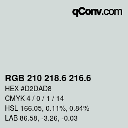カラーコード: RGB 210 218.6 216.6 | qconv.com