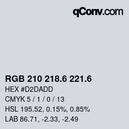 カラーコード: RGB 210 218.6 221.6 | qconv.com
