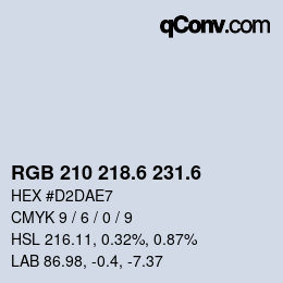 カラーコード: RGB 210 218.6 231.6 | qconv.com