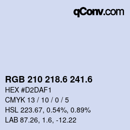 カラーコード: RGB 210 218.6 241.6 | qconv.com