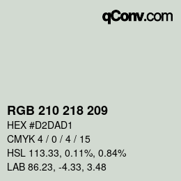 Color code: RGB 210 218 209 | qconv.com