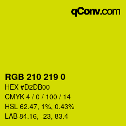 Color code: RGB 210 219 0 | qconv.com