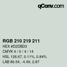 カラーコード: RGB 210 219 211 | qconv.com