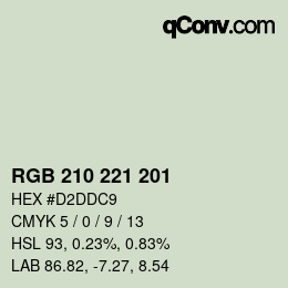 颜色代码: RGB 210 221 201 | qconv.com