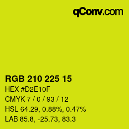 Farbcode: RGB 210 225 15 | qconv.com