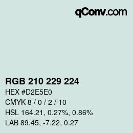 Código de color: RGB 210 229 224 | qconv.com