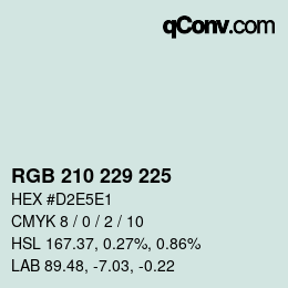 Color code: RGB 210 229 225 | qconv.com