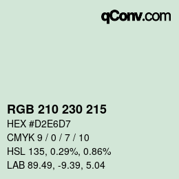 カラーコード: RGB 210 230 215 | qconv.com