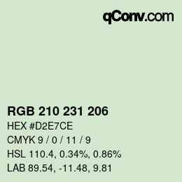 カラーコード: RGB 210 231 206 | qconv.com