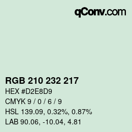 Color code: RGB 210 232 217 | qconv.com
