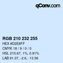 Color code: RGB 210 232 255 | qconv.com