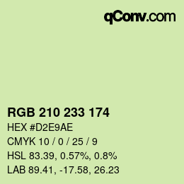 Color code: RGB 210 233 174 | qconv.com