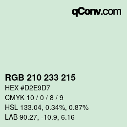 カラーコード: RGB 210 233 215 | qconv.com