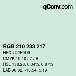 Color code: RGB 210 233 217 | qconv.com