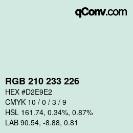 Color code: RGB 210 233 226 | qconv.com