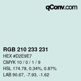 Color code: RGB 210 233 231 | qconv.com