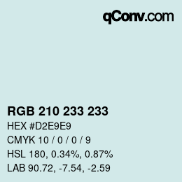 Color code: RGB 210 233 233 | qconv.com