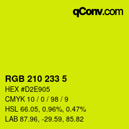 Color code: RGB 210 233 5 | qconv.com