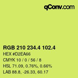 カラーコード: RGB 210 234.4 102.4 | qconv.com
