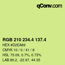 カラーコード: RGB 210 234.4 137.4 | qconv.com