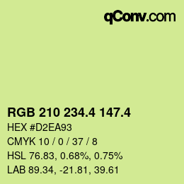カラーコード: RGB 210 234.4 147.4 | qconv.com