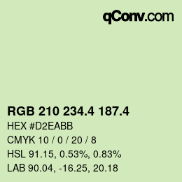 カラーコード: RGB 210 234.4 187.4 | qconv.com